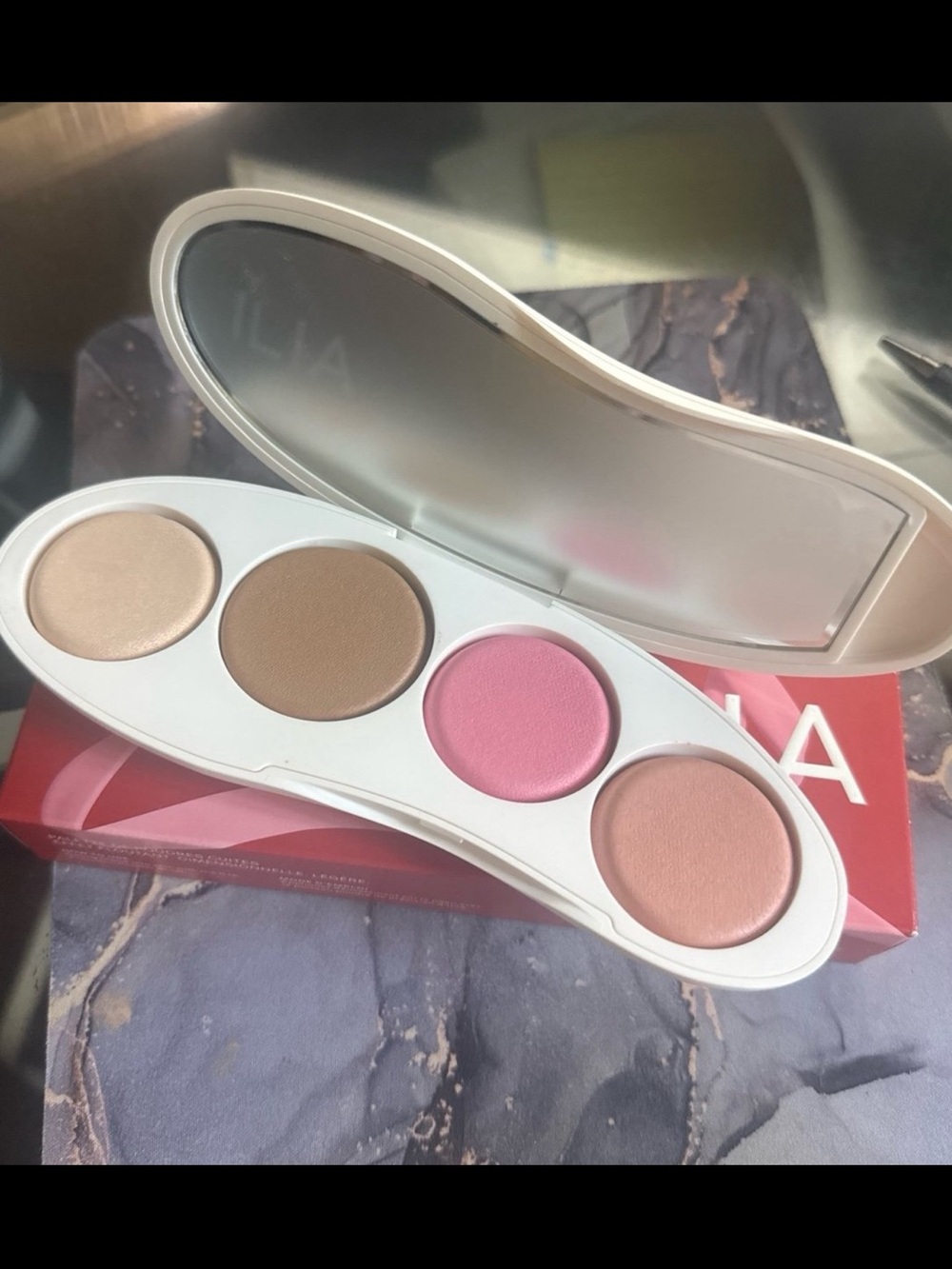 ILIA Eyeshadow & Cheek Quad — Pink, Peach, Neutral, Champagne